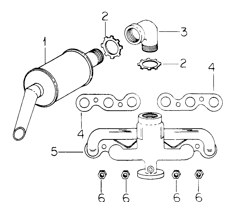 Exhaust And Intake Manifold, Gasket And Exhaust Muffler Diagram and Parts List for CUB185  Cub Cadet Lawn Tractor